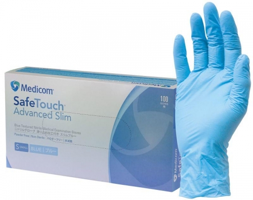 Medicom SafeTouch Slim Blue Nitrile Gloves (10x100) - Click for more info